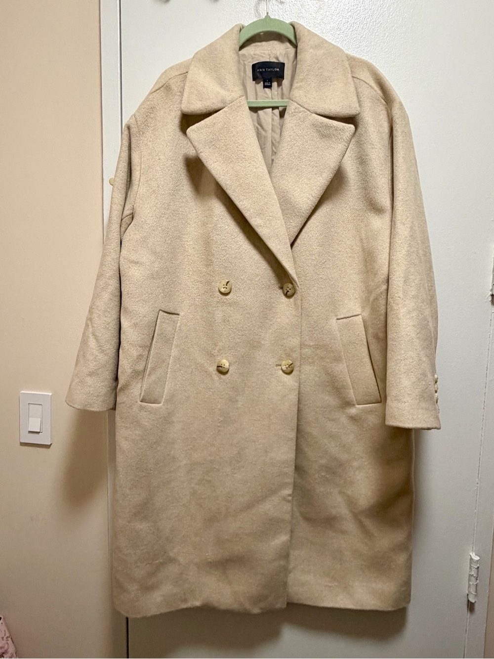 Ann Taylor Wool Blend Oversized Double-Breasted Coat Size Large